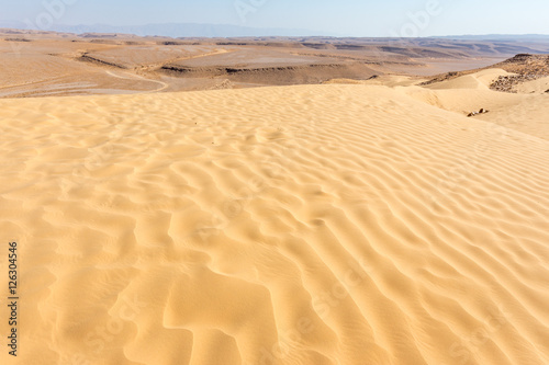 Sand ripples desert dune landscape view.