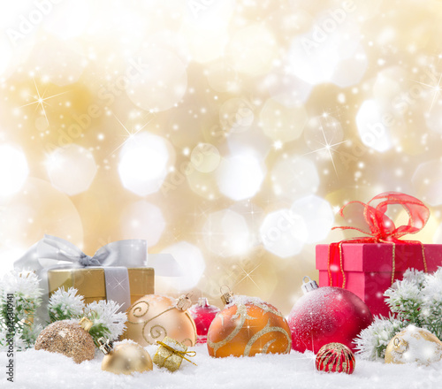 Christmas decoration on abstract background photo