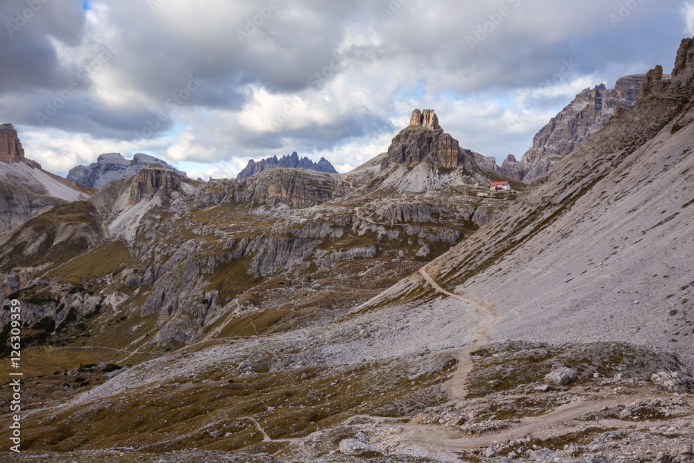 Mountains Panorama of the Dolomites with clouds Mountains Panorama of the Dolomites with clouds