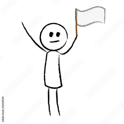 Person hisst weiße Flagge