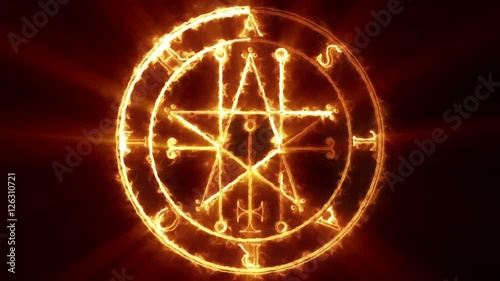 Astaroth Occult Symbol Loop scary animation of energy flow and shines, which outline demonic symbol. Perfect to use on VJ thematic sets, metal and gothic festivals, halloween parties photo