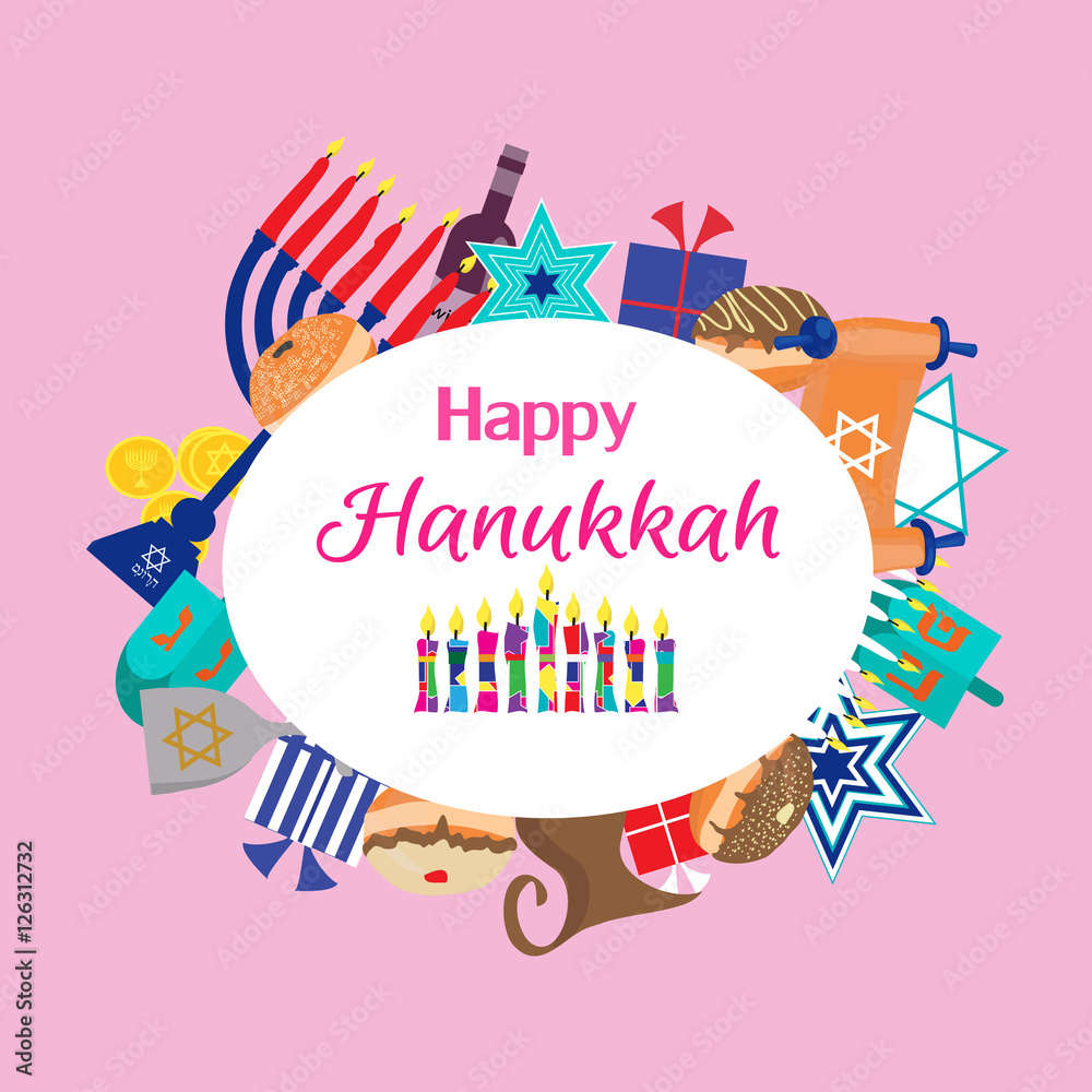 Happy Hanukkah greeting card design. Vector illustration Happy Hanukkah greeting card design. Vector illustration