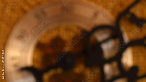 Closeup dolly shot  of second hand on grandfather clock