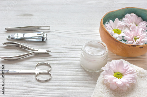 oil and cream for nail care in spa