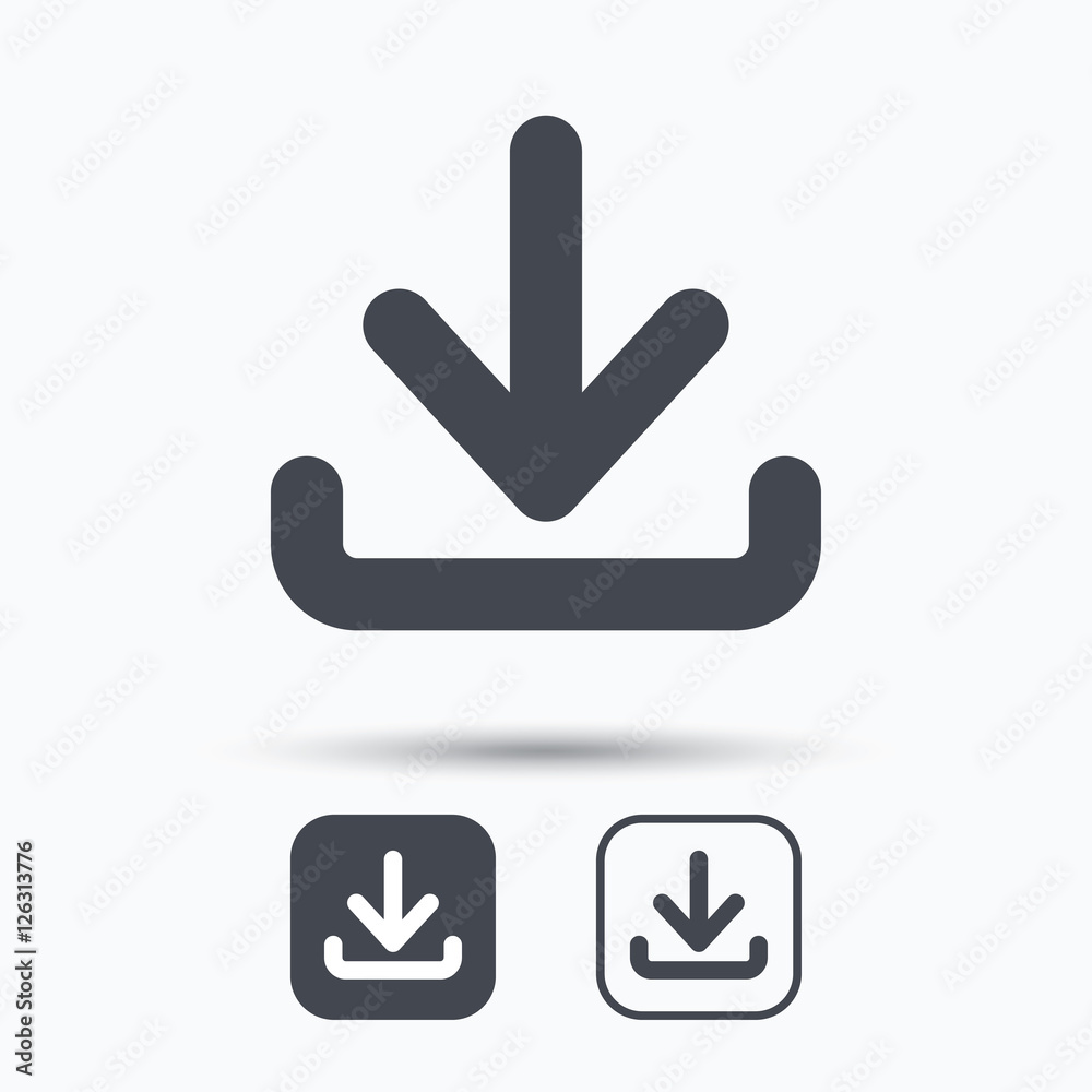 Download icon. Load internet data symbol. Square buttons with flat web icon on white background. Vector Download icon. Load internet data symbol. Square buttons with flat web icon on white background. Vector