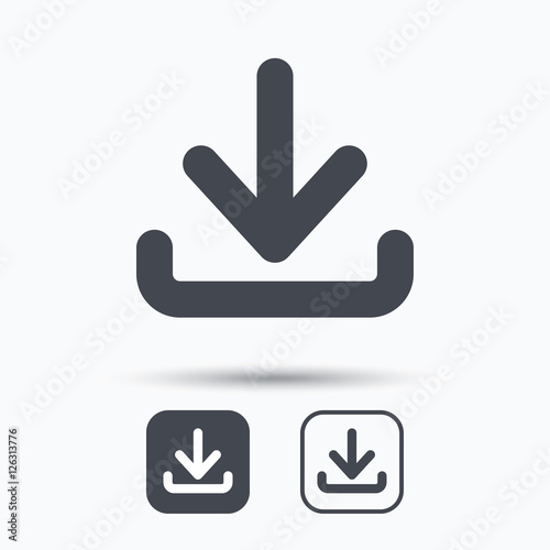 Fototapeta Naklejka Na Ścianę i Meble -  Download icon. Load internet data symbol. Square buttons with flat web icon on white background. Vector