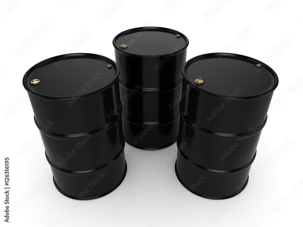 3D rendering black barrels 3D rendering black barrels