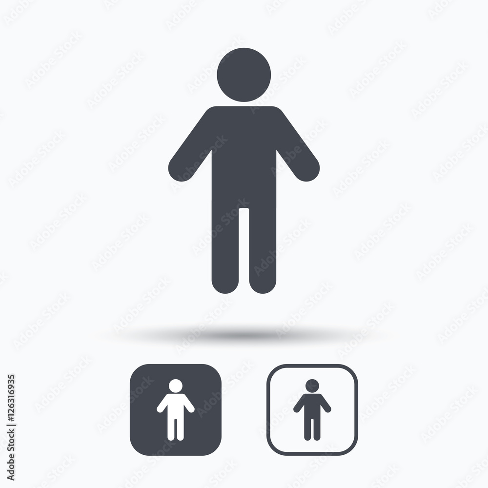 Man icon. Male human symbol. User sign. Square buttons with flat web icon on white background. Vector Man icon. Male human symbol. User sign. Square buttons with flat web icon on white background. Vector