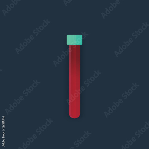 Blood sample vial vector icon illustration. Symbol of biological and medical research.