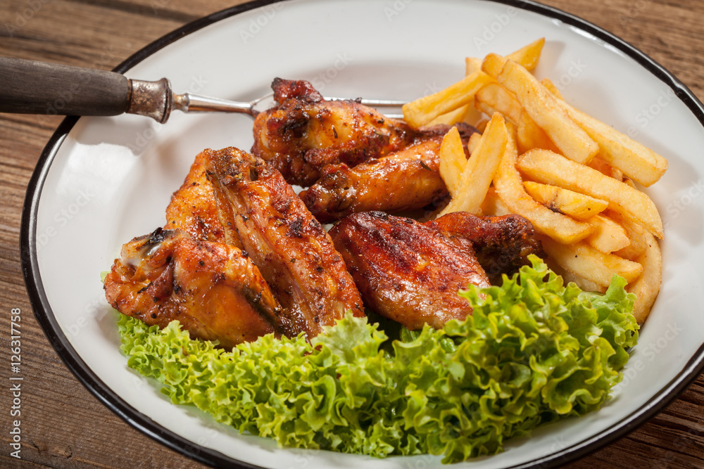Fototapeta premium Roasted chicken wings.