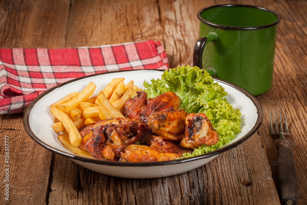 Roasted chicken wings.