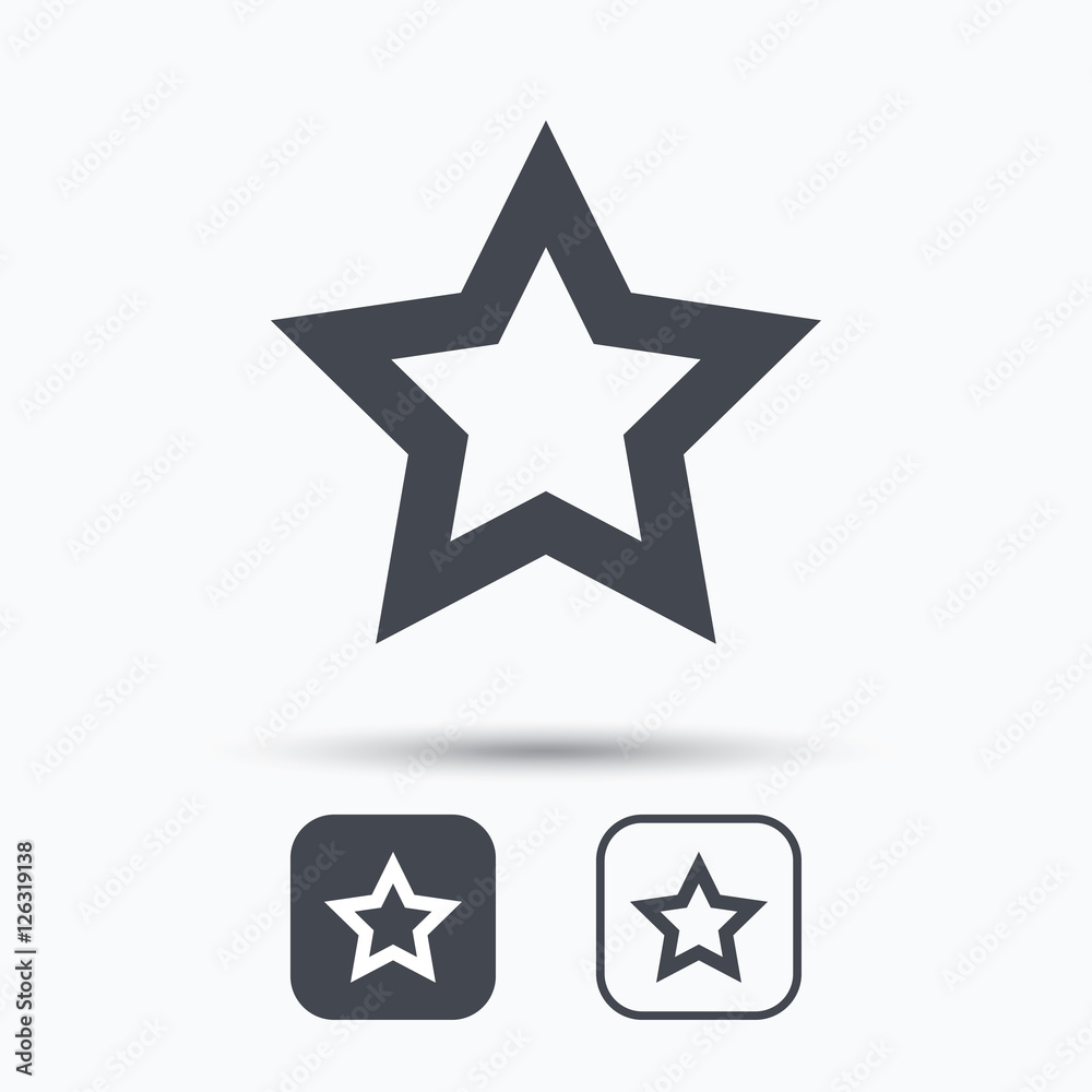 Star icon. Favorite or best sign. Web ranking symbol. Square buttons with flat web icon on white background. Vector Star icon. Favorite or best sign. Web ranking symbol. Square buttons with flat web icon on white background. Vector