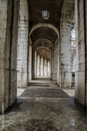Arches of stone in aranjuez  world heritage  gardens of the isla