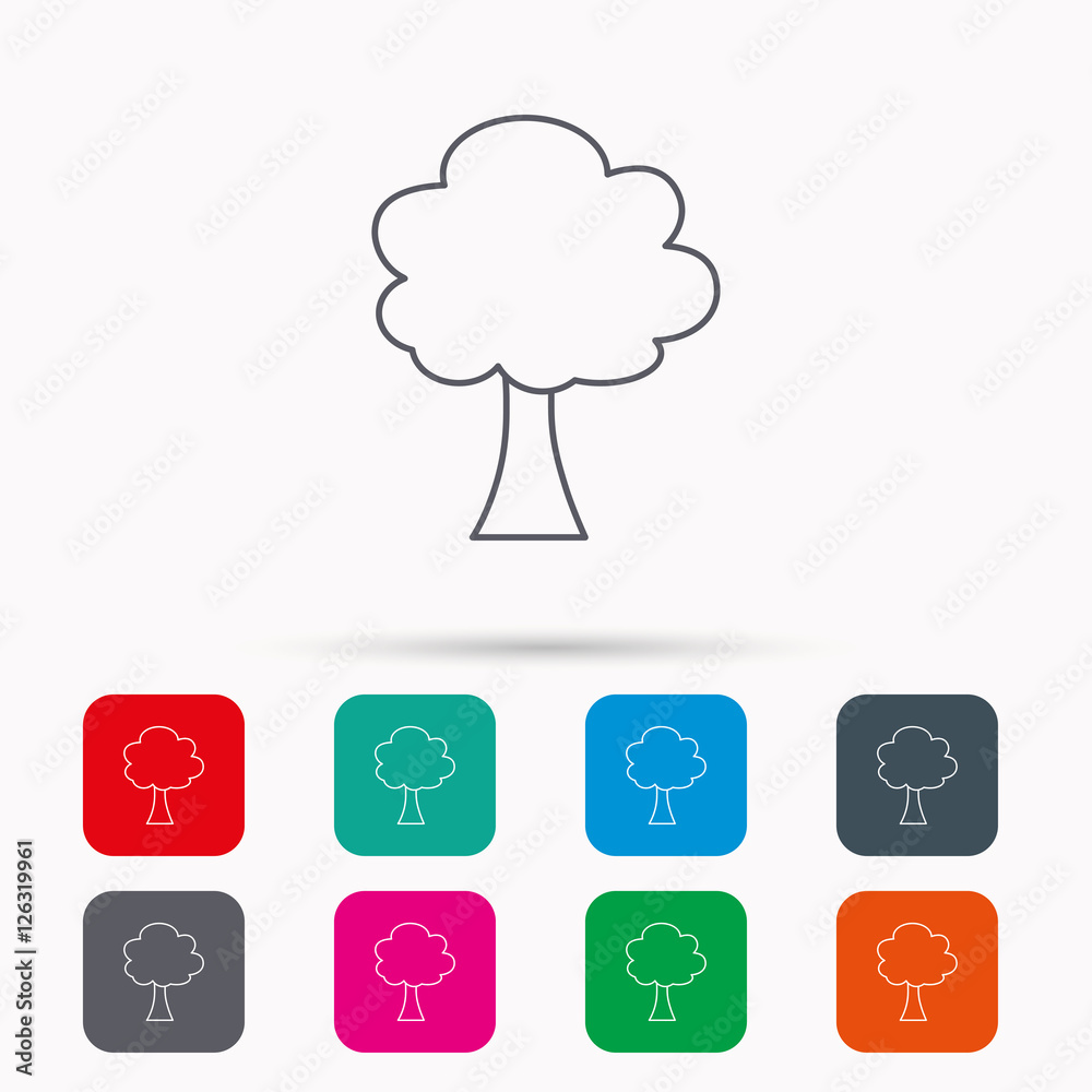 Tree icon. Forest wood sign. Nature environment symbol. Linear icons in squares on white background. Flat web symbols. Vector Tree icon. Forest wood sign. Nature environment symbol. Linear icons in squares on white background. Flat web symbols. Vector