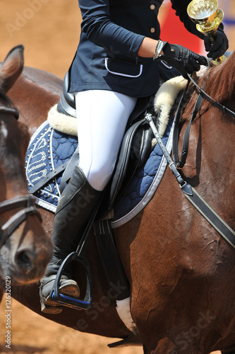 The close-up view of a rider on a horseback  © PROMA