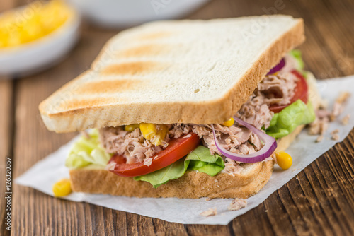 Fresh made Tuna Sandwiches (selective focus)