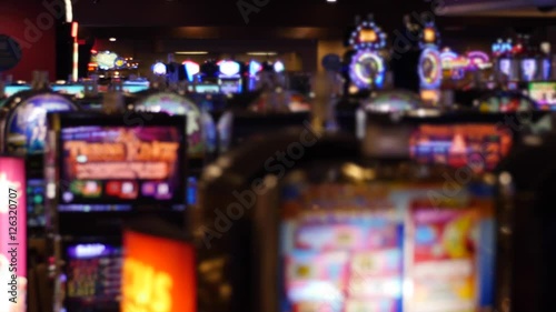 The slot machines and bright lights at a casino