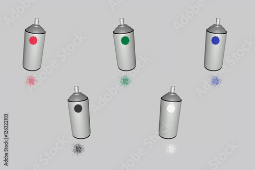 Set of spray cans/Set of spray cans in different colors