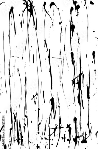 Vector dynamic lines of black ink. Drops and drips texture. Thin and thick chaotic lines. Scratches and dust old effect.