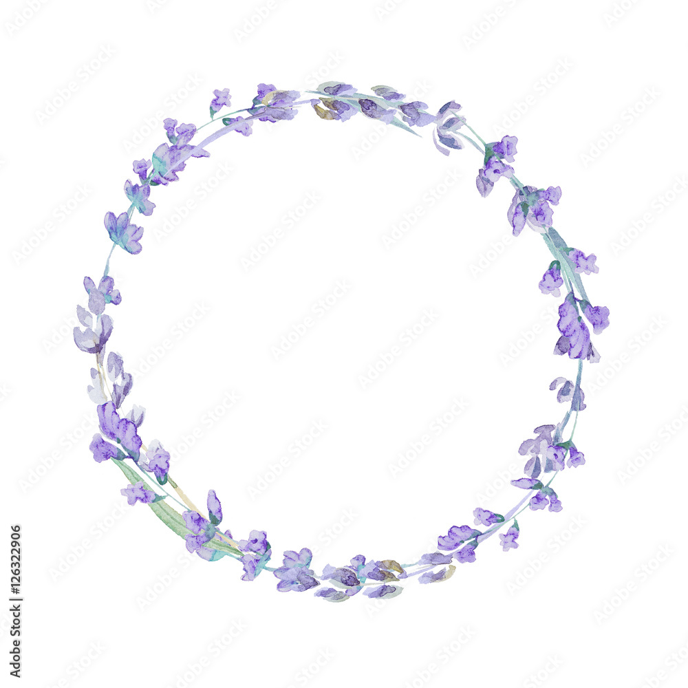 Watercolor lavender wreath
