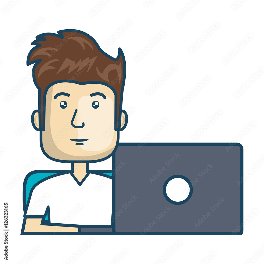 Avatar of a person working on laptop vector illustration design