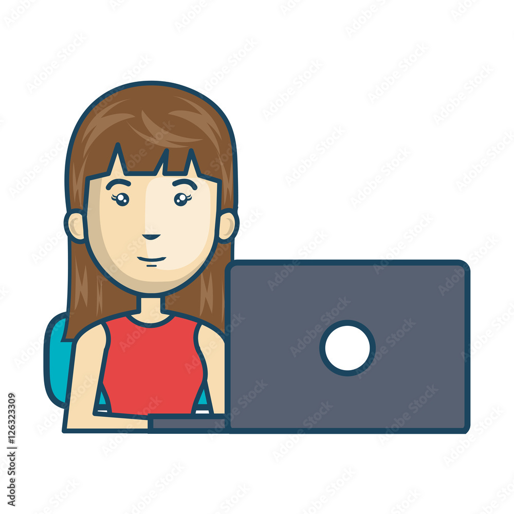 Avatar of a person working on laptop vector illustration design Avatar of a person working on laptop vector illustration design