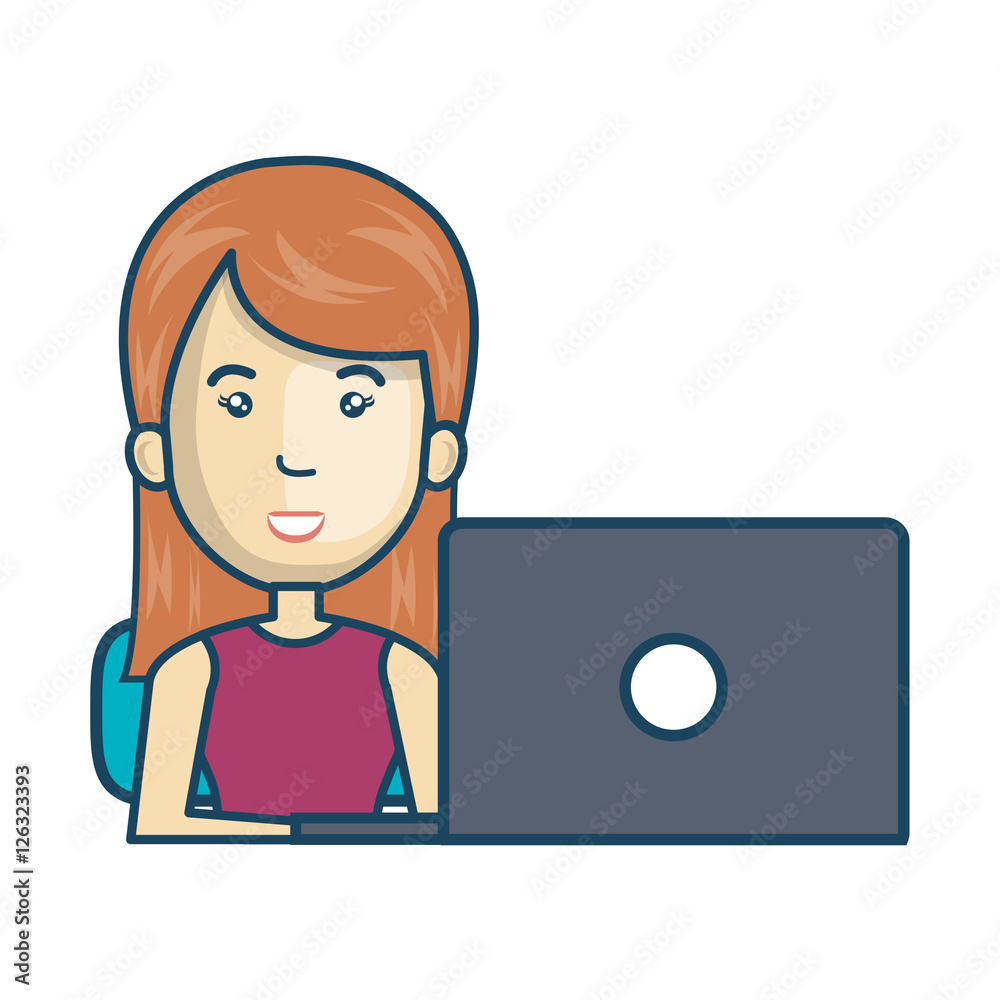 Avatar of a person working on laptop vector illustration design Avatar of a person working on laptop vector illustration design