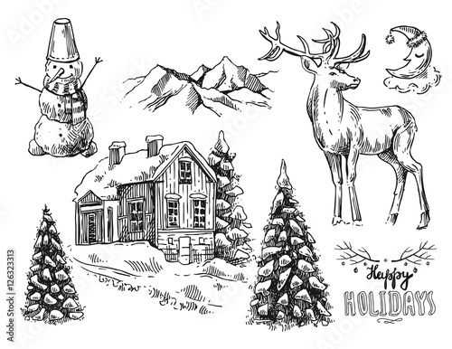 illustration christmas landscape