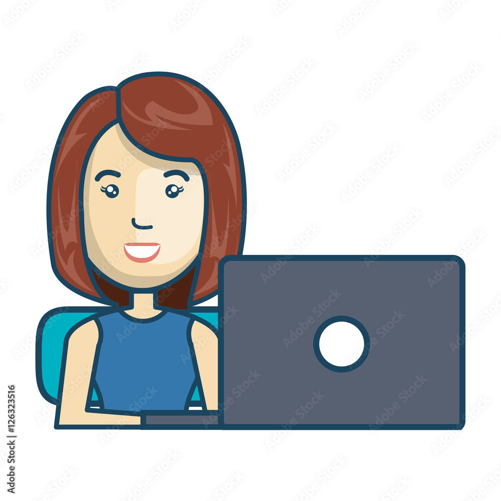 Avatar of a person working on laptop vector illustration design Avatar of a person working on laptop vector illustration design
