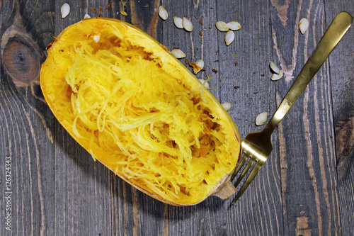 Spaghetti squash with seeds photo