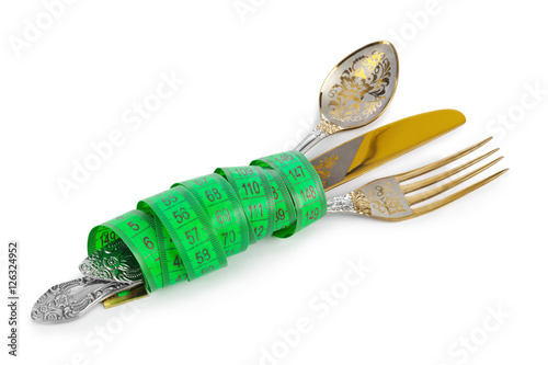 Fork spoon knife and measuring tape