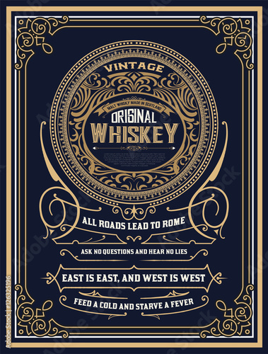 Whiskey label with old frames