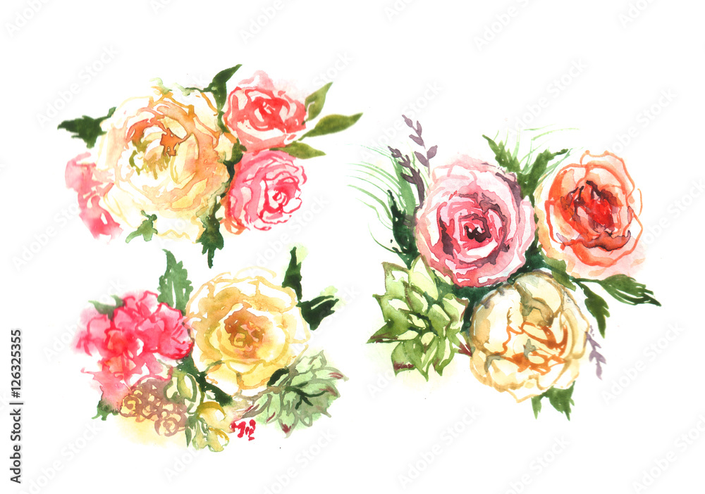 hand drawn flowers roses