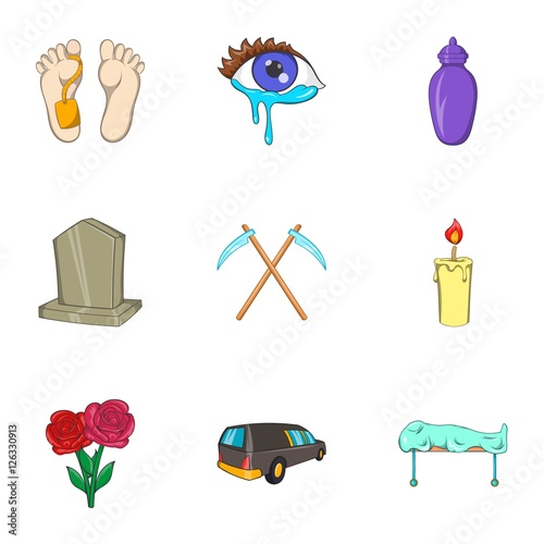 Death icons set. Cartoon illustration of 9 death vector icons for web