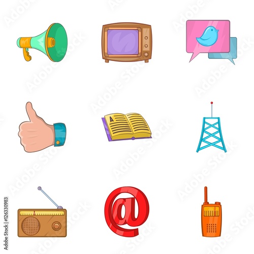 Tidings icons set. Cartoon illustration of 9 tidings vector icons for web