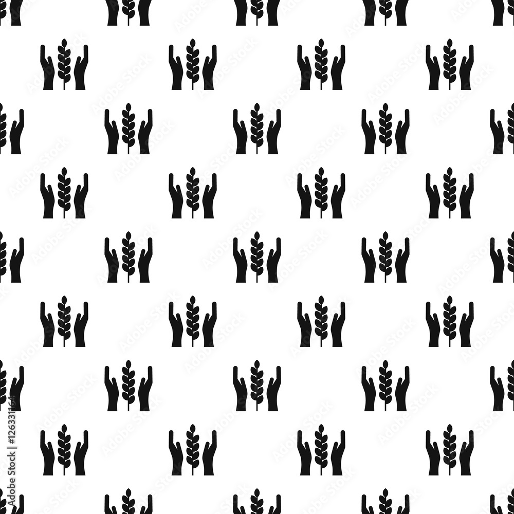 Hands and ear of wheat pattern. Simple illustration of hands and ear of wheat vector pattern for web Hands and ear of wheat pattern. Simple illustration of hands and ear of wheat vector pattern for web