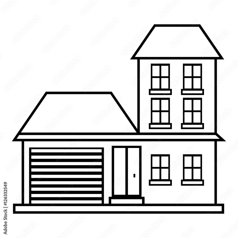 House with garage icon. Outline illustration of house vector icon for web design House with garage icon. Outline illustration of house vector icon for web design