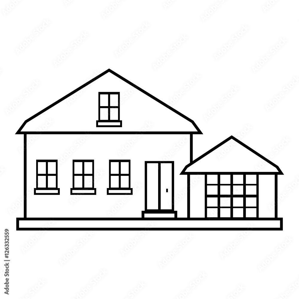 Suburban american house icon. Outline illustration of house vector icon for web design