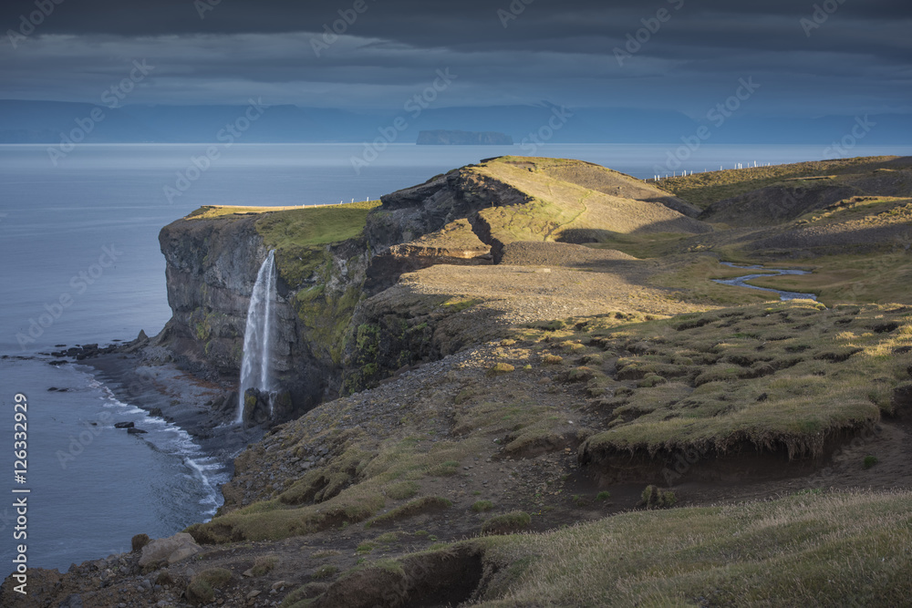 Waterfall on North Coast of Iceland