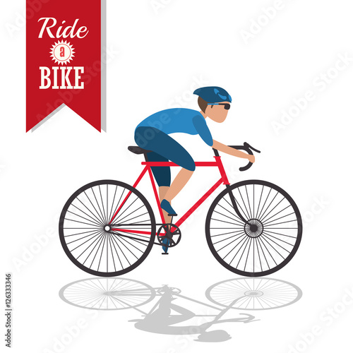 Isolated man riding bike icon. Healthy lifestyle racing ride and sport theme. Vector illustration