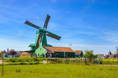 Traditional dutch landscape in Zaanse Schans, Netherlands, Europe