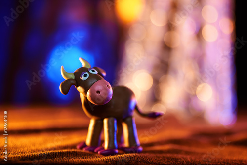 Christmas cow from plasticine