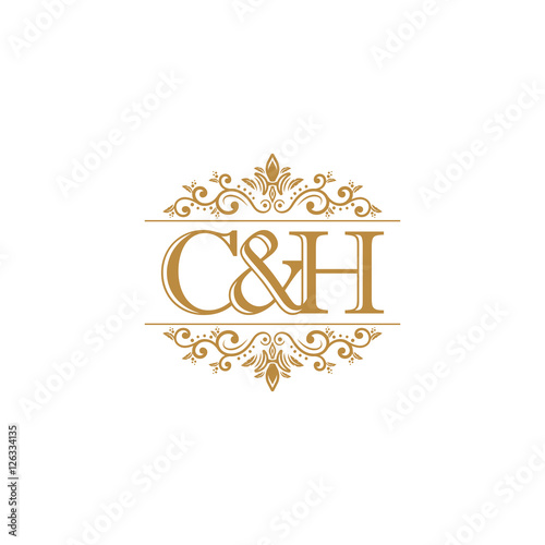 C&H Initial logo. Ornament gold