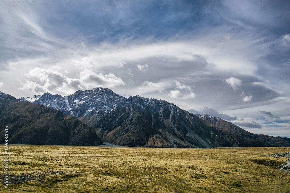 mountain landscape in Iceland with the peaks