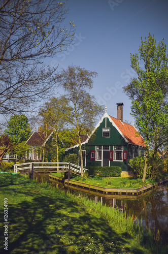 Traditional dutch landscape in Zaanse Schans, Netherlands, Europe © Olena Zn