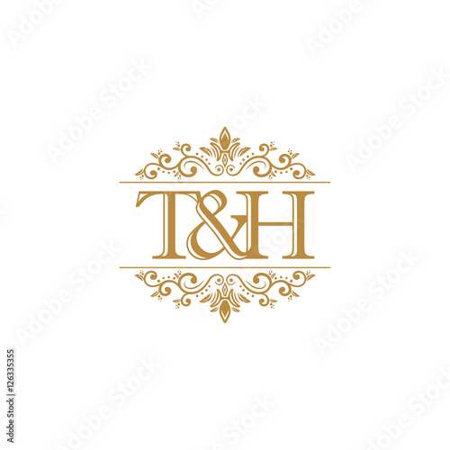 T&H Initial logo. Ornament gold