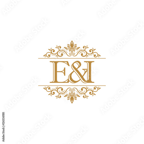 E&I Initial logo. Ornament gold
