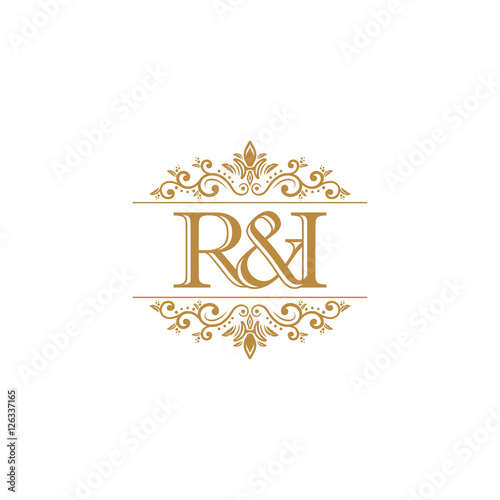 R&I Initial logo. Ornament gold