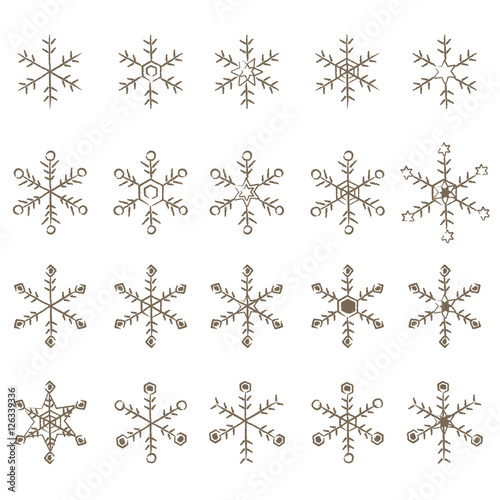 やさしい線画　雪の結晶　装飾素材