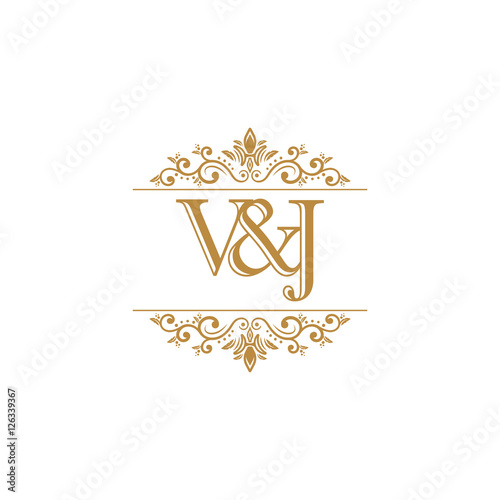 V&J Initial logo. Ornament gold